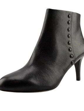 COACH Women's Hickory Black Leather Ankle Booties Size 7.5B | Designer Studded
